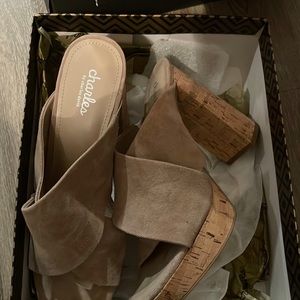 Nude suede platforms